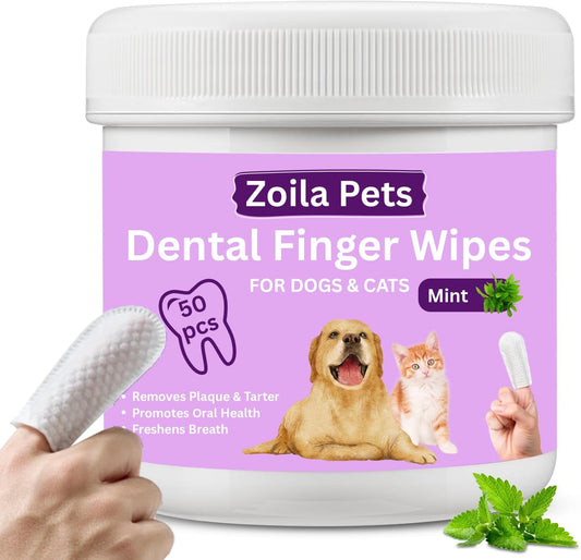 Dental Wipes Unscented – Best Dog Teeth Cleaning, Dog Dental Wipes for Dogs Teeth, Finger Toothbrush for Dogs and Cats, Oral Care, Remove Plaque, Tartar & Bad Breath – 50 Count