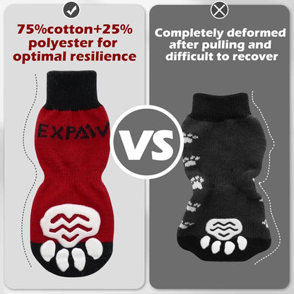 EXPAWLORER 6Pcs Anti-Slip Dog Socks to Prevent Licking Paws,Dog Shoes for Hot Pavement,Dog Booties Traction Control on Hardwood Floor,Boots & Paw Protectors, for Puppy Small Medium Large Senior Dogs