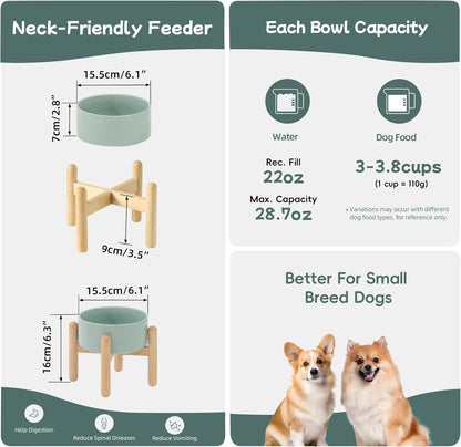 Havniva 8.3inch Ceramic Raised Dog Bowl with Stand, Elevated Dog Bowls for Large Breed Dog Food and Water Bowl Non-Slip Dog Dish Large Capacity Feeding Pet Water Bowl