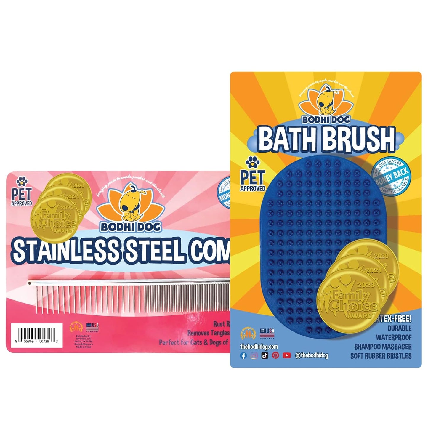 Bodhi Dog Shampoo Brush - Pet Grooming & Bath Supplies for Dogs and Cats - Bath Brush for Long & Short Hair - Premium Scrubber for Shower, Bathing & Massage (One Pack, Blue)