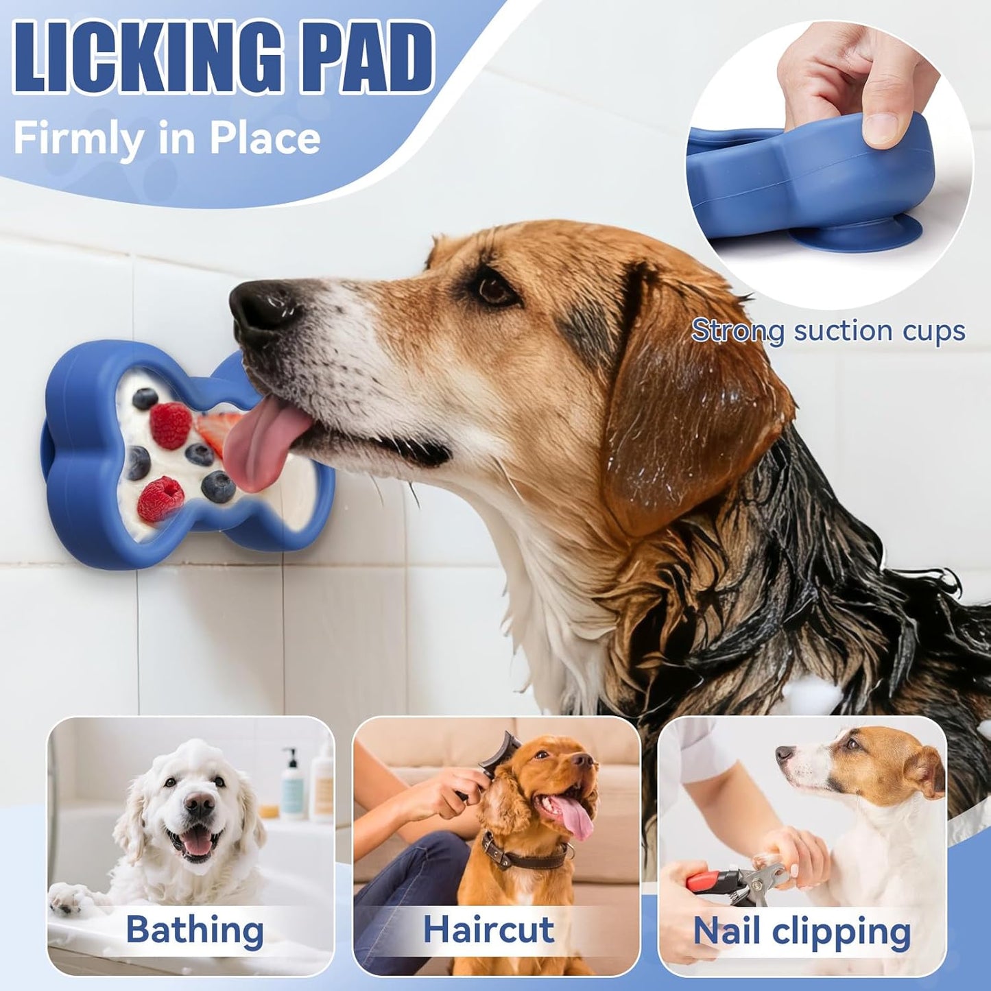 Freeze Dog Lick Bowl, Animire Non-Slip Slow Feeder Lick Mat for Dogs, Silicone Dog Enrichment Bowl for Distraction Anxiety Relief Boredom, BPA Free, Dishwasher Safe(Rose,S)
