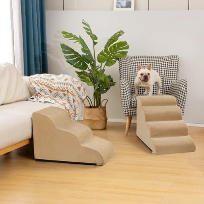 Aodisman 3-Step Dog Ramp and Stairs for Sofa and Chair - Non-Slip Sturdy Pet Steps for Small Dogs and Cats,15.7" H,Grey