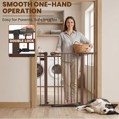 Mumeasy 36" High Extra Tall Dog Gate, 29.6"-40.5" Wide Pressure Mounted Tall Baby Gate for Dog, Auto Close Pet Gate with Door for Stairs,Doorways,House,Black