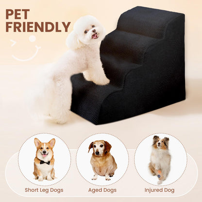 Dog Stairs for Small Dogs, 3 Tiers High Density Foam Dog Ramp, Extra Wide Non-Slip Pet Steps for High Beds Or Couch, Soft Foam Doggie Ladder for Dogs Injured, Older Pets, Small Cats