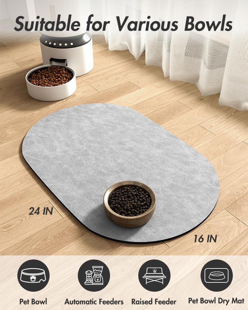 Absorbent Dog Food Mat-Cat Dog Mat for Food and Water Bowl, Quick Dry Pet Food Mat, No Stains Dog Feeding mat, Dog Accessories Pet Supplies Mat-Dog Water Bowl Mat for Messy Drinkers