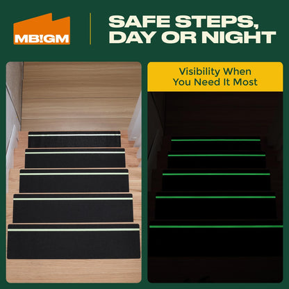 MBIGM 12-Pack Non-Slip Outdoor Stair Treads - Anti Slip 8" X 30" Grip Tape Adhesive Strips - Heavy Duty Traction for Steps, Staircase, Deck