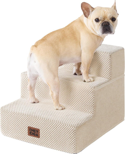 EHEYCIGA Dog Stairs for High Bed 22.5" H, 5-Step Dog Steps for Bed, Pet Steps for Small Dogs and Cats, Non-Slip Balanced Pet Ramp Indoor, Grey