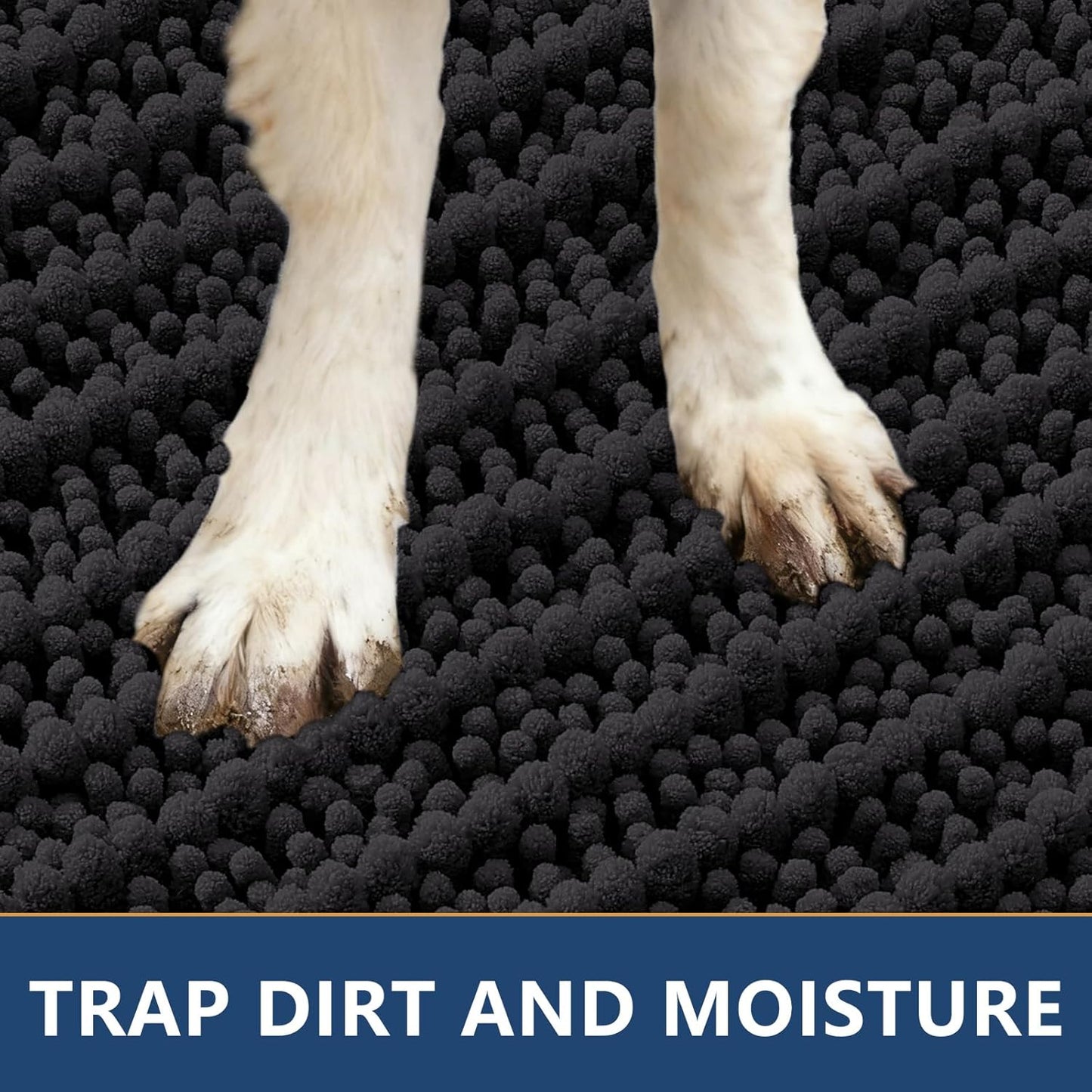 Smiry Dog Door Mat for Muddy Paws 30x20, Extra Soft Absorbent Chenille Doormat, Trap Moisture and Dirt, Non-Slip Machine Washable Front Door Mat for Indoor Entrance Inside Floor, Grey