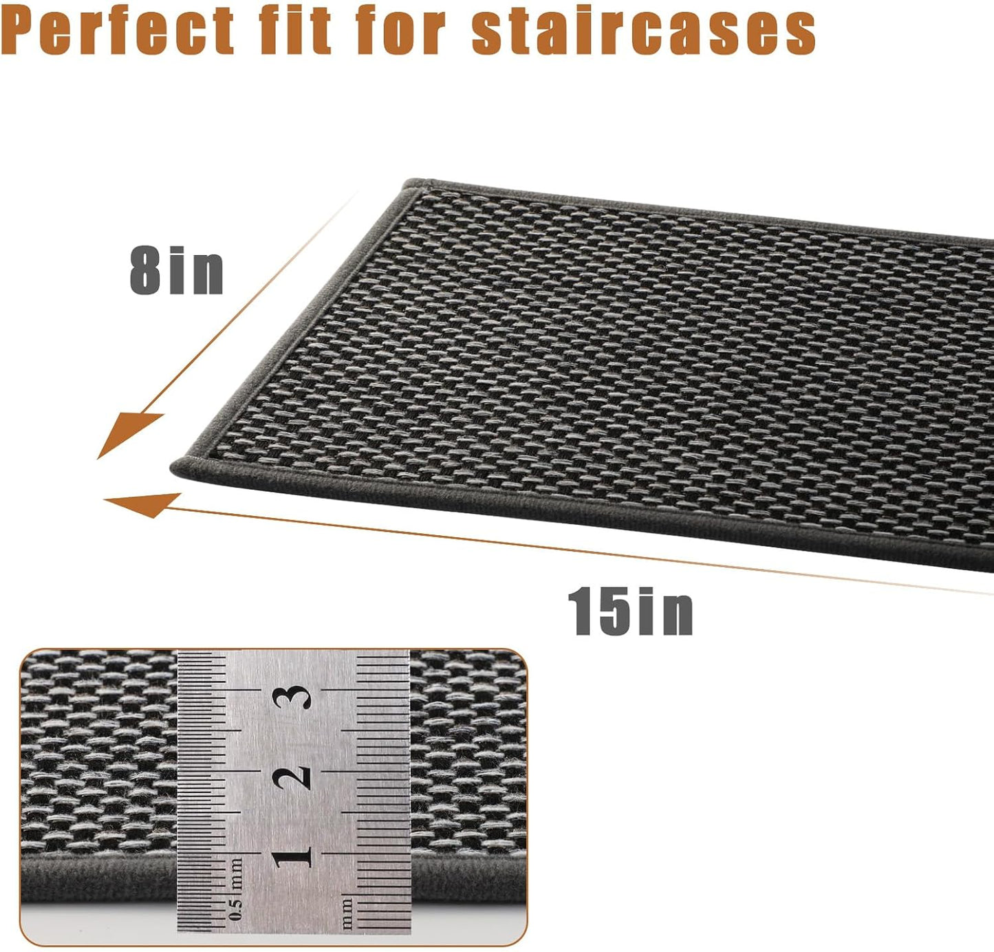 FlowaFoli Stair Treads for Wooden Steps Indoor,8" X 30" (15 in Pack) Stair Treads Non Slip, Machine Washable for Kids Elders and Pets,Beige