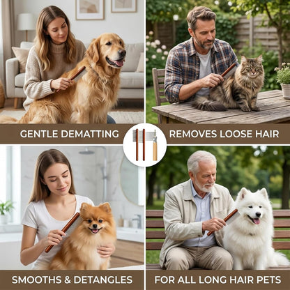 Dematting Comb for Dogs, 3 PCS Detangling Brush for Dogs and Cats, Professional Grooming Supplies, New Dual Row Comb Design with Long and Short Teeth,Easily Remove Knots, for Wavy & Curly Coats