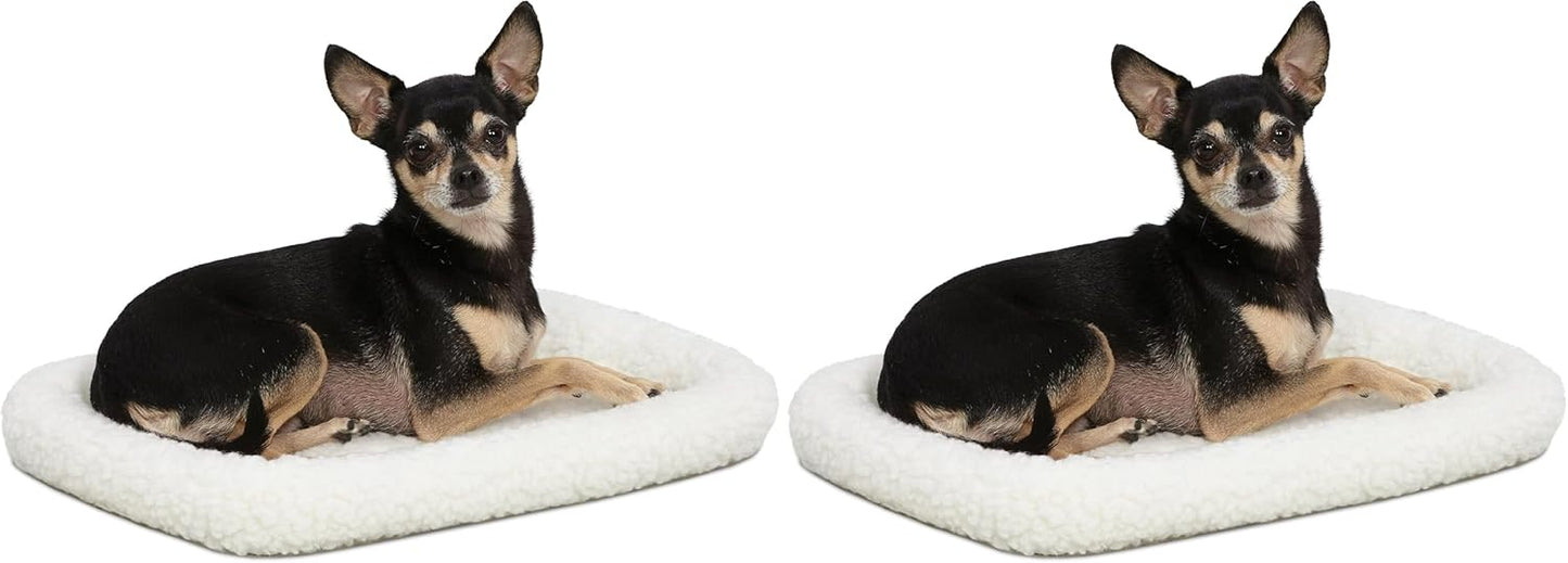 MidWest Homes for Pets QuietTime Dog Bed - White Fleece Bolster, Ultra-Soft and Machine Washable, Fits 24-Inch Crates and Carriers, for Small Breed Dogs