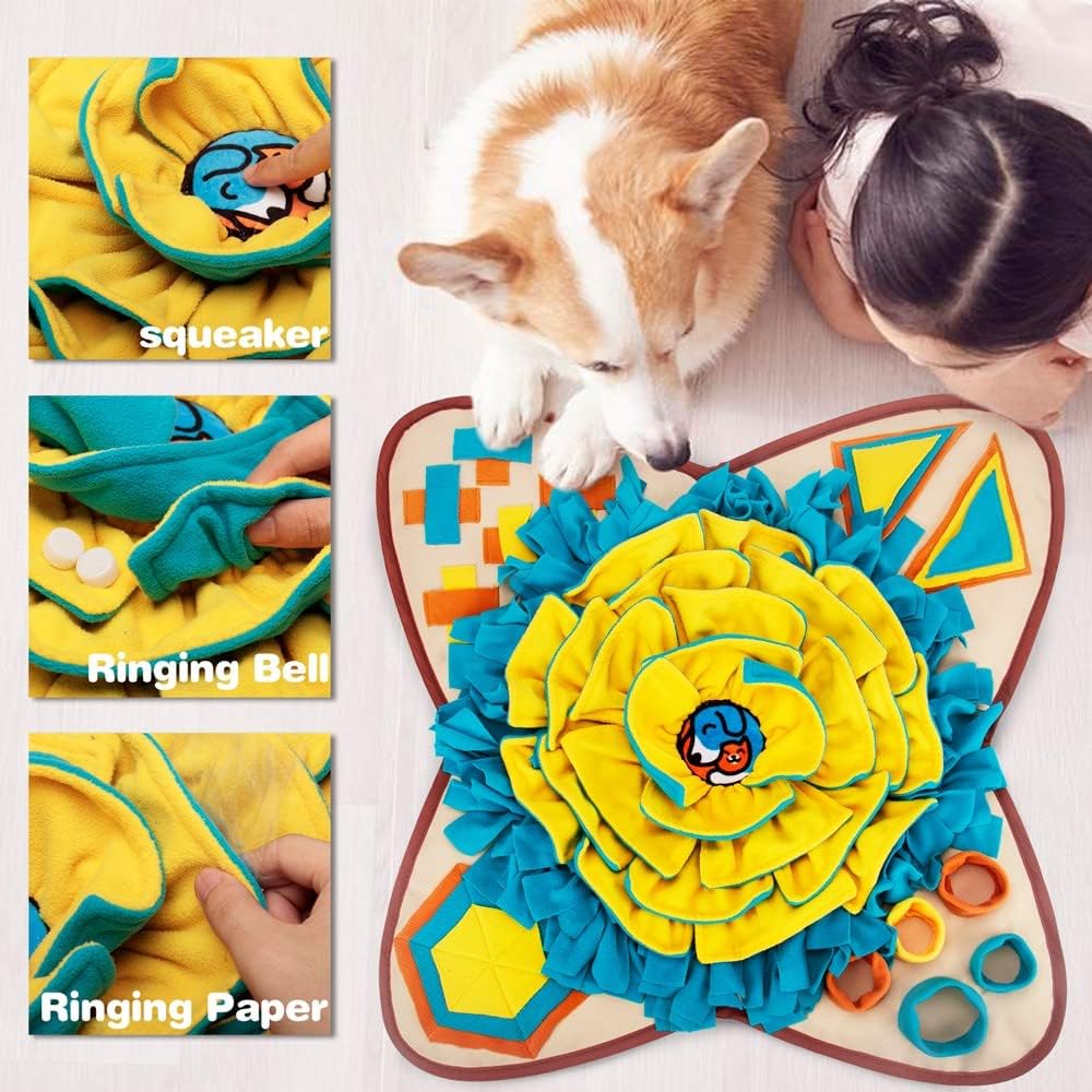 AWOOF Pet Snuffle Mat for Dogs, Interactive Feed Game for Boredom, Encourages Natural Foraging Skills for Cats Dogs Bowl Travel Use, Dog Treat Dispenser Indoor Outdoor Stress Relief