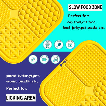 Lick Mat for Dogs, Dog Lick Mat with Suction Cups for Anxiety, Peanut Butter Dog Licking Mat Slow Feeder Dispensing Treater Lick Pad for Dogs Cats Grooming Bathing and Training (Grey)