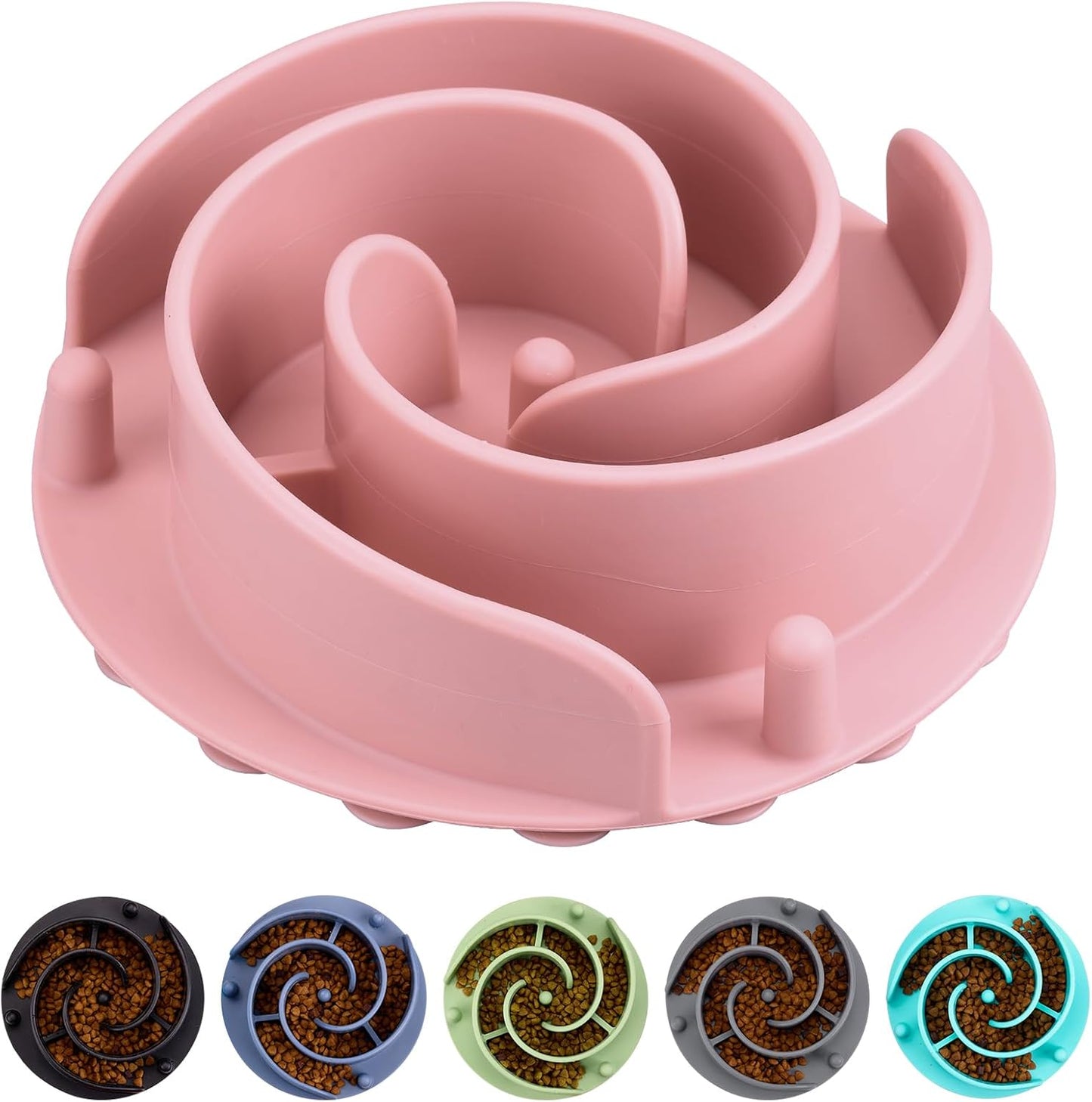 Slow Feeder Dog Bowls Insert, Bestalk Soft Silicone Slow Eating Feeder Insert with Suction Cups for Small, Medium and Large Dogs, Fit into Basic and Elevated Dog Bowls, Dark Blue