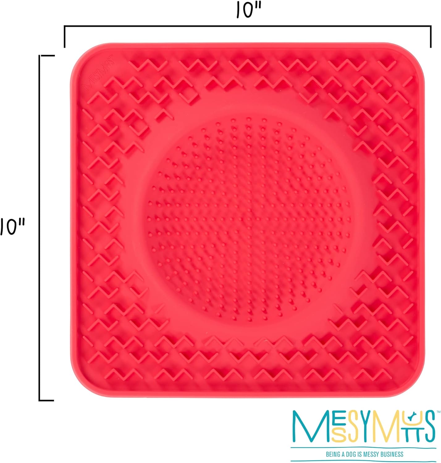Messy Mutts Silicone Therapeutic Licking Bowl Mat | 10" x 10" | Slow Feeder Mat for Boredom & Anxiety | Lick Pad for Dogs & Cats (Blue)