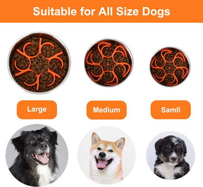 Anipaw Dog Slow Feeder Bowls Silicone Spiral Pet Food Feeder Insert to Slow Down Eating for Large Medium Small Breed Dogs Perfect with Stainless Steel Glass Ceramic Pet Bowls (Grey)