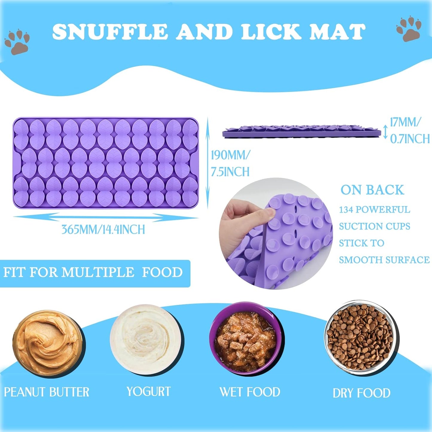 Silicone Snuffle Mat for Dogs Slow Feeder Lick Mat with Suction Cups Dogs Sniff Mat Dogs & Cats Entertainment Toys for Boredom(Black)