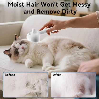 Pet Steam Brush for Dog Cat Haired Brush for Long Short Coats Shedding Fresh fur Shower Brushes Pet Spray Slicker Comb Grooming Rechargeable with Water Cleaning