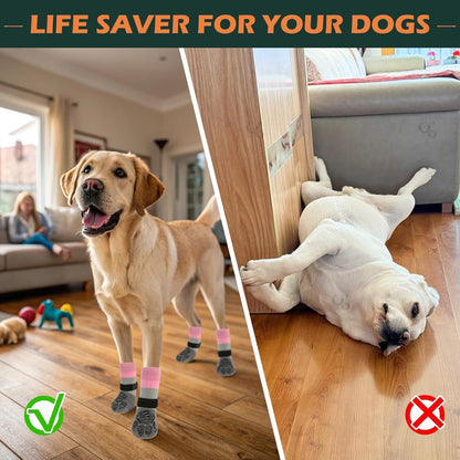 EXPAWLORER Anti Slip Dog Socks to Prevent Licking Paws, Dog Shoes for Hot Pavement Walk, Dog Booties for Hardwood Floors, Dog Boots & Paw Protectors with Grippers for Small Medium Large Senior Dogs M