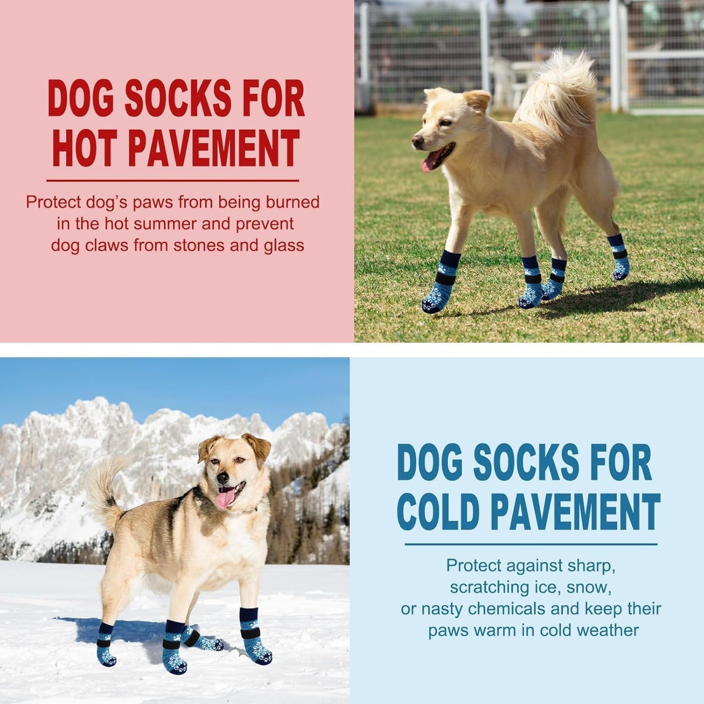 EXPAWLORER 6Pcs Anti-Slip Dog Socks to Prevent Licking Paws,Dog Shoes for Hot Pavement,Dog Booties Traction Control on Hardwood Floor,Boots & Paw Protectors, for Puppy Small Medium Large Senior Dogs