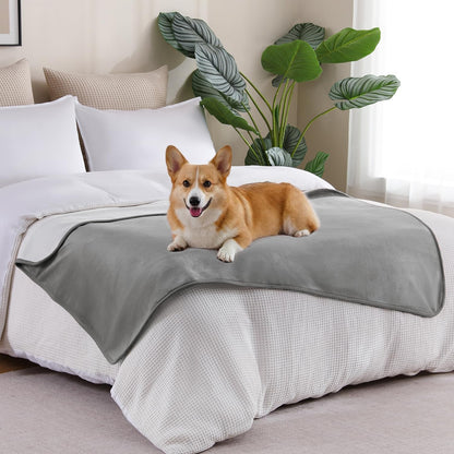 Waterproof Blanket 60"x80" for Adults, Reversible Waterproof Bed Cover for Dogs Cats Pets, Soft Leakproof Blanket for Bed Couch Sofa Furniture Protector, Dusty Pink/Off White