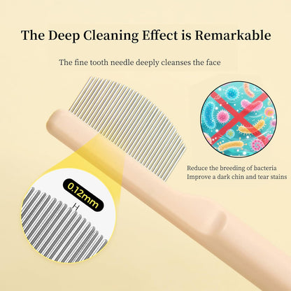 Stainless Steel Dog Eye Comb - Small Design for Pet Facial & Paw Grooming, Round-Tip Arc Teeth, ABS Handle, Puppy Flea Brush, Fit Yorkie, Shih Tzu, Maltese Maltipoo Pomeranian
