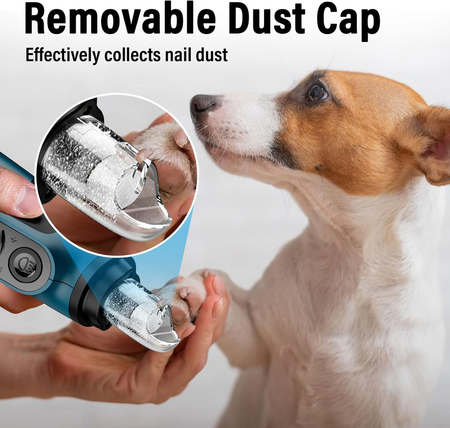 Casfuy Smart 6-Speed Dog Nail Grinder - 50% More Power Pet Nail Grinder with 2 LED Lights Quiet Rechargeable Electric Dog Nail Trimmers File Toenail Grinder for Large Medium Small Dogs & Cats (White)
