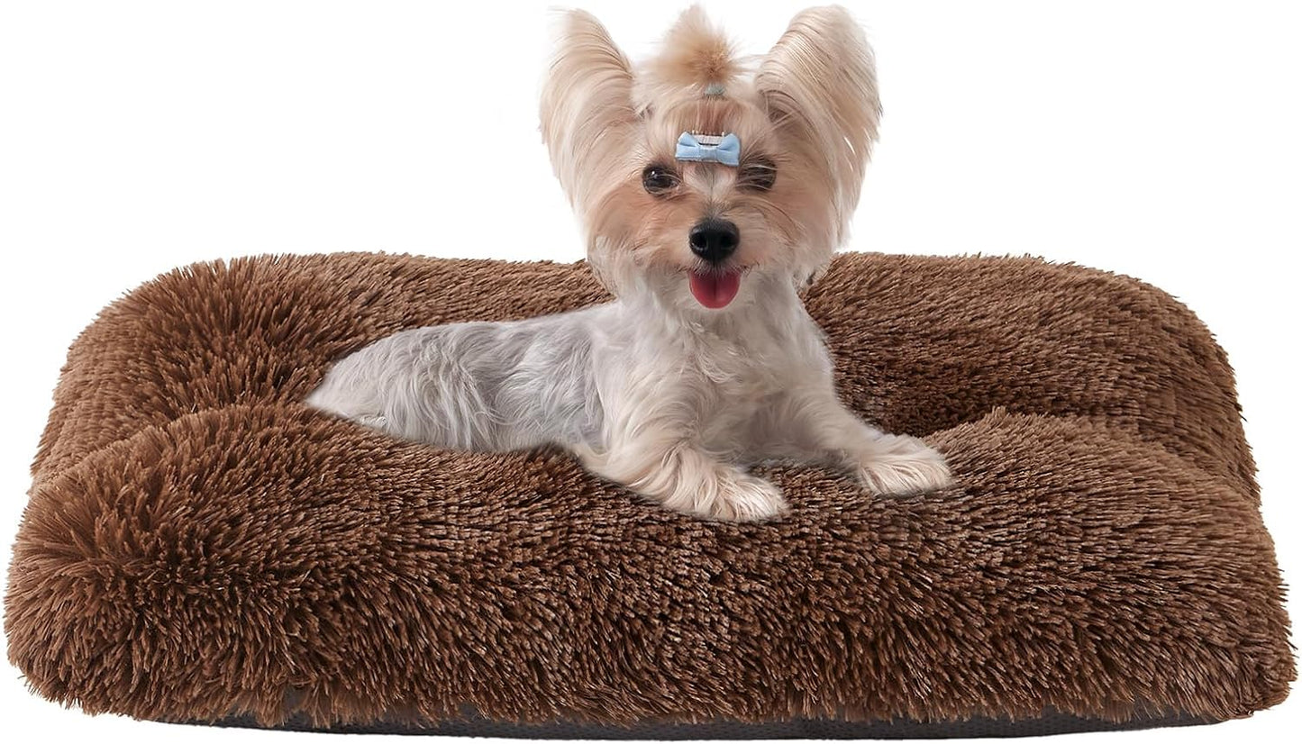 EHEYCIGA Fluffy Dog Crate Bed for Medium Dogs, Plush Faux Fur Crate Pad, Calming Anti Anxiety Medium Dog Bed, Washable Soft Warm Crate Mat with Non-Slip Bottom