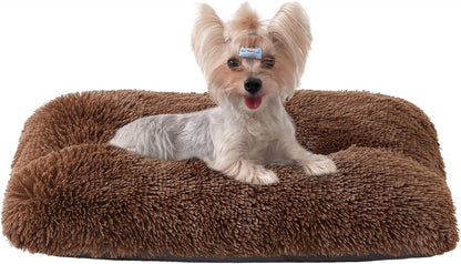 EHEYCIGA Fluffy Dog Crate Bed for Medium Dogs, Plush Faux Fur Crate Pad, Calming Anti Anxiety Medium Dog Bed, Washable Soft Warm Crate Mat with Non-Slip Bottom