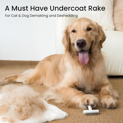 aumuca Undercoat Rake for Dogs & Cats – Deshedder & Grooming Brush – Dog Brush & Cat Brush for Long or Short Hair – Dematting Comb for Matted Fur, Kitten, Puppy, Rabbit, Horse
