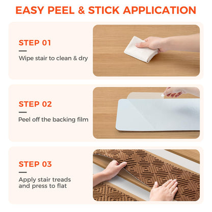 BAGAIL 15 Pack Non-Slip Stair Treads for Wooden Steps, 8"x30" Peel and Stick Carpet Stair Runners, Machine Washable Indoor Step Covers with No-Residue Adhesive for Dogs, Kids & Elderly - Dark Gray
