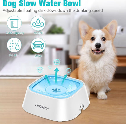 UPSKY No-Spill Pet Water Bowl, Slow Water Feeder, No-Slip Pet Water Dispenser 35oz Feeder Bowl for Dogs and Cats