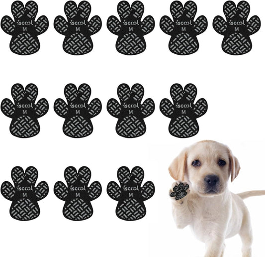 12pcs Dog Paw Pads Dog Traction Grips Anti Slip Paw Protection for Hardwood Floors Hot Pavement Self Adhesive Disposable Paw Covers(M)