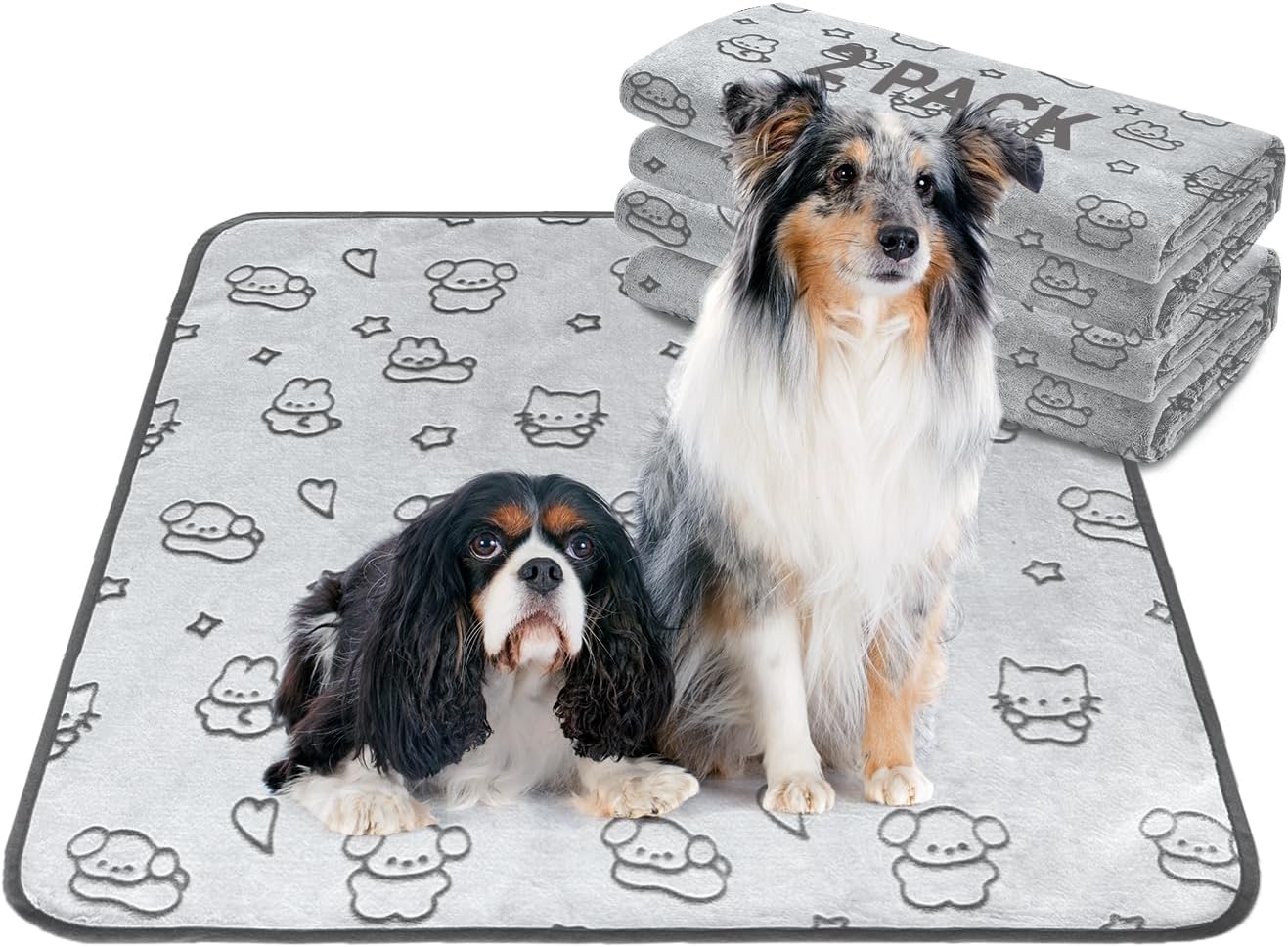 Qeils Reusable Puppy Pads, 2 Pack Washable Pee Pads for Dogs, Waterproof Non Slip Wee Wee pad, Absorbent and Leakproof Training Mats for Potty, Crate, Playpen, Bed, Sofa, 18"x 24"