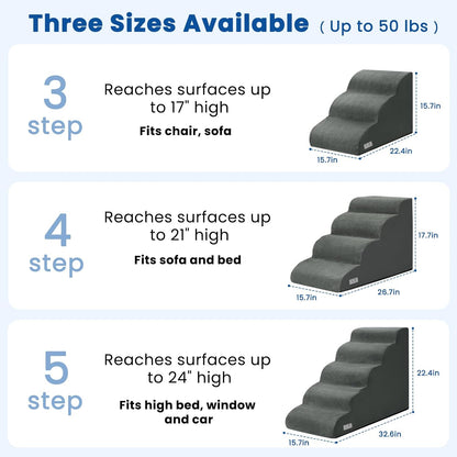 Airpanda Dog Stairs for Small Dogs and Cats – 3 Step Pet Ramp for Couch & Sofa, Non-Slip Dog Steps for Pets, Washable Cover, High-Density Support Foam for Easy Climbing,Beige