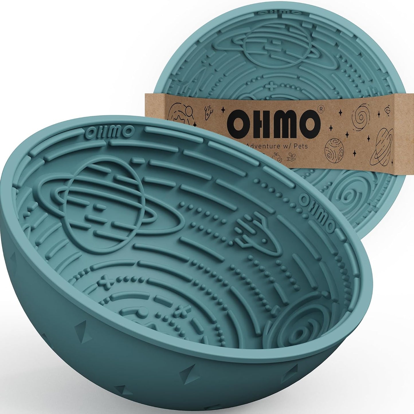 OHMO Lick Mat for Dogs and Cats(Small, Camo&Light Green, 2pcs) Enrichment Accessories Toy Space Star Easy Clean Pet Slow Feeder/Suction Cups, Licking Pad for Anxiety Relief and Boredom Reduction