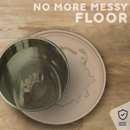 Dog Food Mat - Raised Edges Dogs Mat for Food and Water Prevent Spill, Waterproof Cat Food Mats Protect Floors, Easy Clean Dog Bowl Mats for Food and Water, Silicone Pet Feeding Placemats