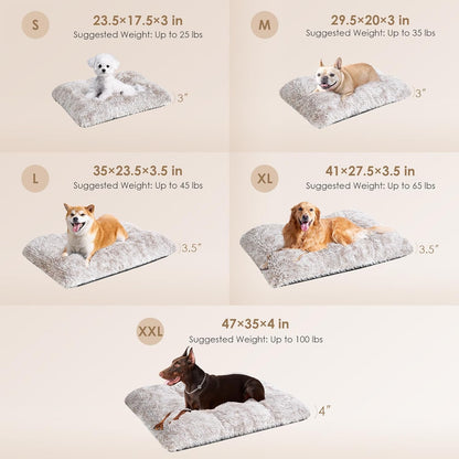 EHEYCIGA Fluffy Dog Crate Bed for Medium Dogs, Plush Faux Fur Crate Pad, Calming Anti Anxiety Medium Dog Bed, Washable Soft Warm Crate Mat with Non-Slip Bottom