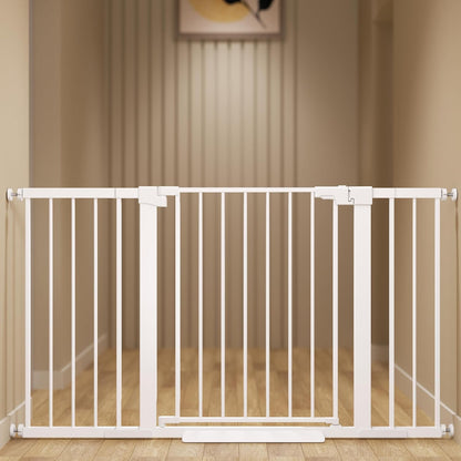 29-42 inches Metal Baby Gate for Stairs/Doorways, 30 inches Tall Pressure Mounted Pet Gates, Auto-Close Child Safety Gate, No Drilling Easy Walk-Through Dog Gate Indoor, Black