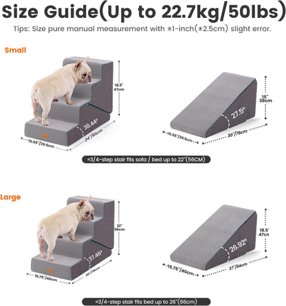 Gardner Pet Dog Stairs for Small Dogs 18.5" H, 4-Step Extra Wide Dog Steps for Bed, Pet Stairs for Bed and Couch with Durable Non-Slip Waterproof Fabric Cover and Soft Foam, Navy