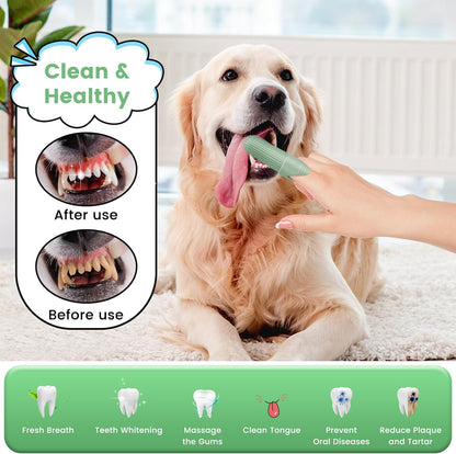 Duckart 4 Pack Dog Toothbrush, 360° Cleaning Finger Brush for Dogs Teeth, Food Grade Silicone Pet Brush Fits Most Fingers, Puppy Toothbrush for Dogs & Cats Dental Care
