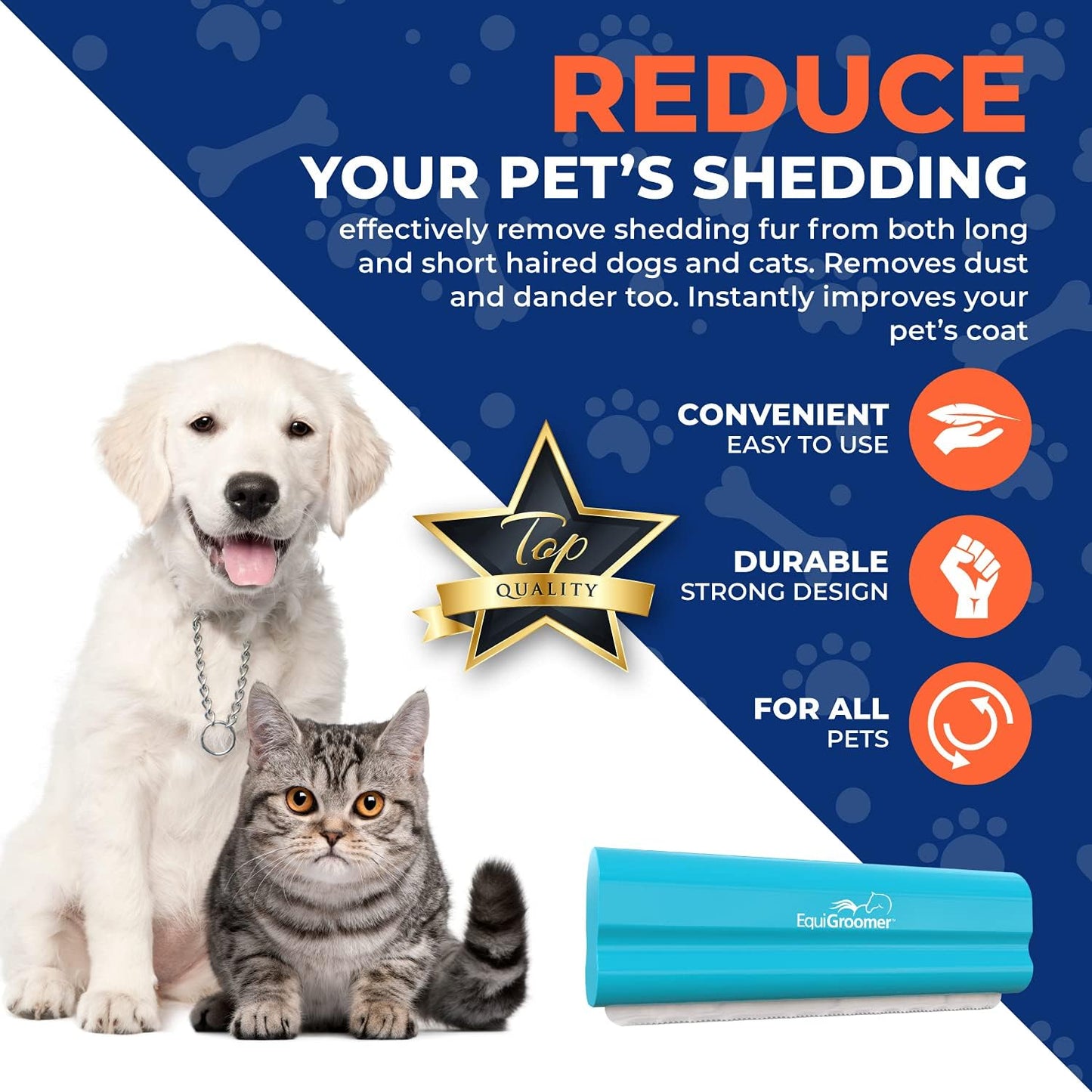 EasyGroomer Deshedding Brush for Dogs & Cats – Undercoat Grooming Tool for Short & Long Hair, Removes Loose Fur & Dirt, Reduces Shedding for Small & Large Pets, Purple