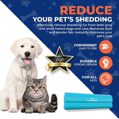 EasyGroomer Deshedding Brush for Dogs & Cats – Undercoat Grooming Tool for Short & Long Hair, Removes Loose Fur & Dirt, Reduces Shedding for Small & Large Pets, Purple