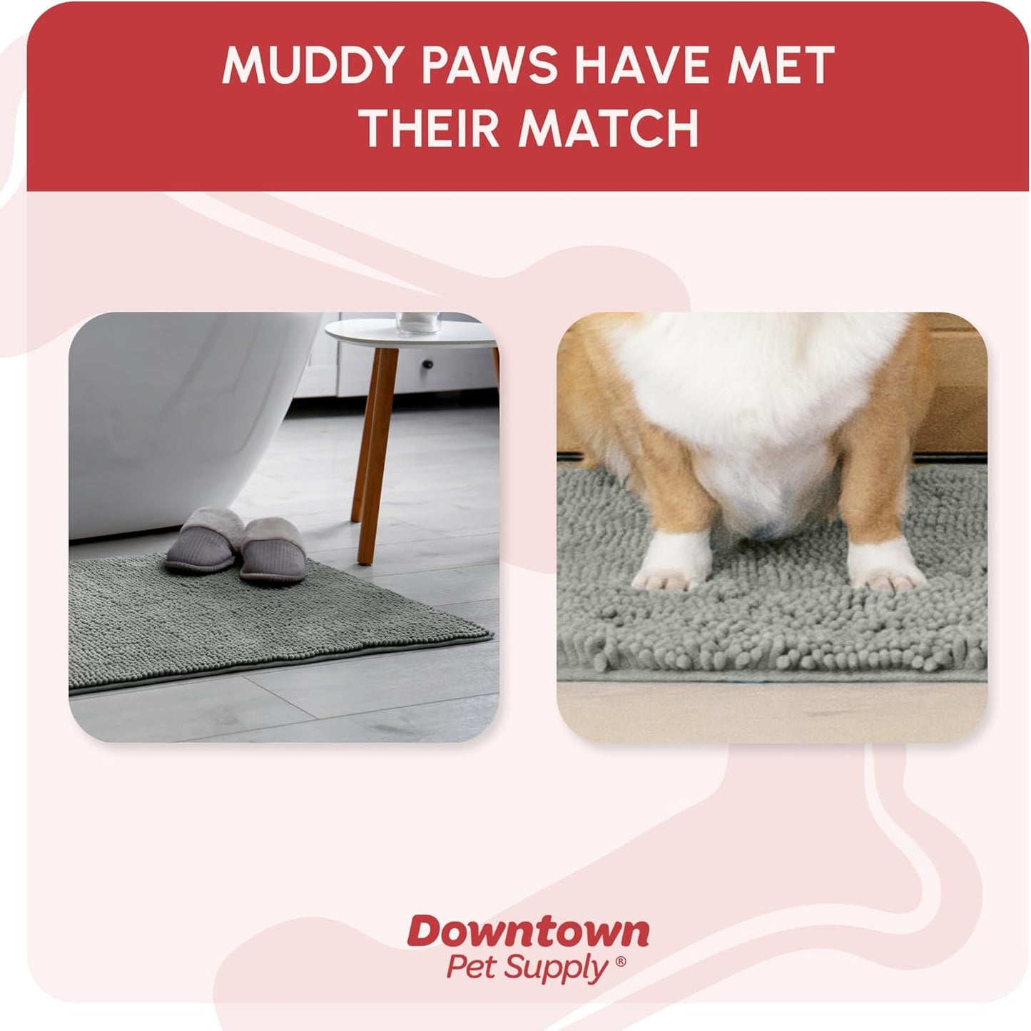 My Doggy Place Dog Mud Mat, 36"x26" Ash – Thick Microfiber Entry Rug for Snow, Mud & Salt – Absorbent, Quick-Dry, Washer-Safe & Non-Slip, Large