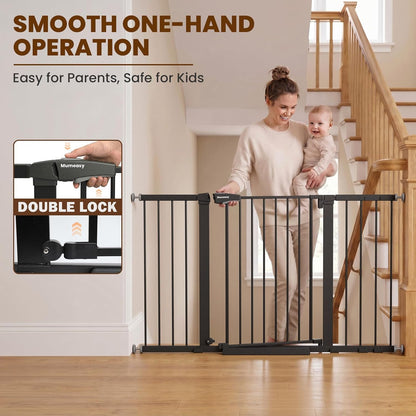 Mumeasy 36" High Extra Tall Dog Gate, 29.6"-40.5" Wide Pressure Mounted Tall Baby Gate for Dog, Auto Close Pet Gate with Door for Stairs,Doorways,House,Black
