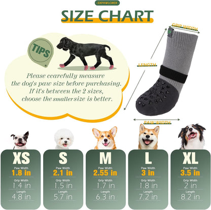 EXPAWLORER Anti Slip Dog Socks to Prevent Licking Paws, Dog Shoes for Hot Pavement Walk, Dog Booties for Hardwood Floors, Dog Boots & Paw Protectors with Grippers for Small Medium Large Senior Dogs M