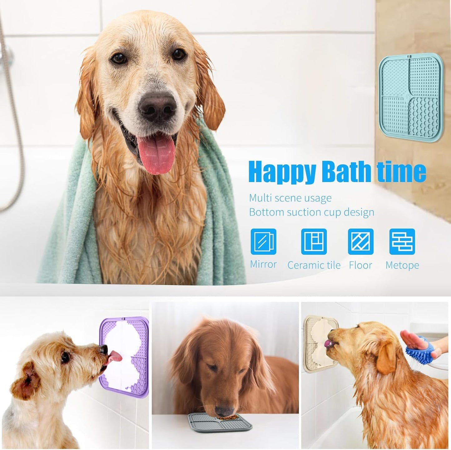 Honomastry Lick Mat for Dogs, Premium Lick Pad with Suction Cups for Dog Anxiety Relief, Slow Feeder Dog Bowls, Bathing, Grooming and Training.
