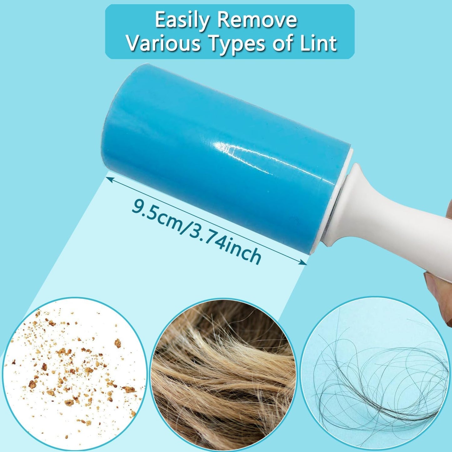 Reusable Washable Lint Roller 4 Pack, Sticky Gel Lint Rollers, Cat Dog Pet Hair Lint Remver Cleaner for Clothes, Carpet, Travel, 2 Large Roller with Dust Cover and 2 Mini Portable Small Lint Brush