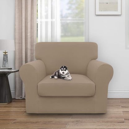 Easy-Going 100% Dual Waterproof 4 Pieces Stretch Soft Couch Cover for Dogs, Sofa Slipcover for 3 Separate Cushion Couch Leakproof Furniture Protector for Kids, Pets Dark Gray