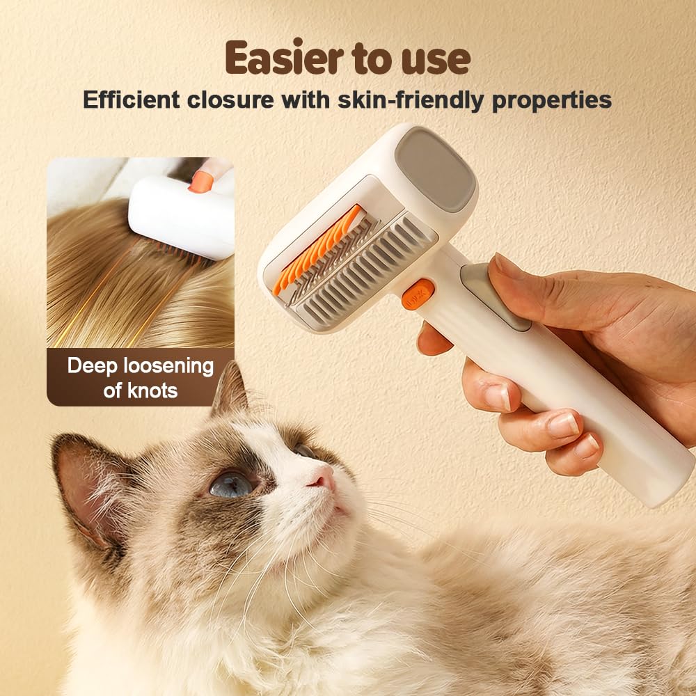 1 Pieces 2-in-1 Pet Self-Detangling & Grooming Comb, 2026 Upgraded Pet Dematting Comb, Pets Grooming Brush for Dog, Cat, Removes Mats, Tangles, Loose Fur (1, White)